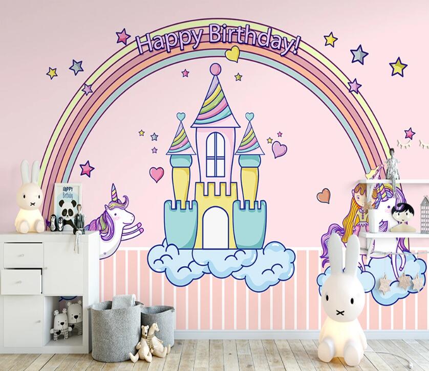 3D Rainbow Castle WC29 Wall Murals Wallpaper AJ Wallpaper 2