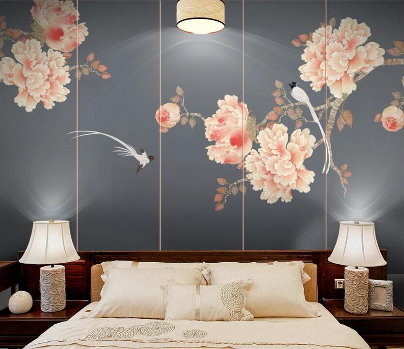 3D Flower Bird WC27 Wall Murals Wallpaper AJ Wallpaper 2