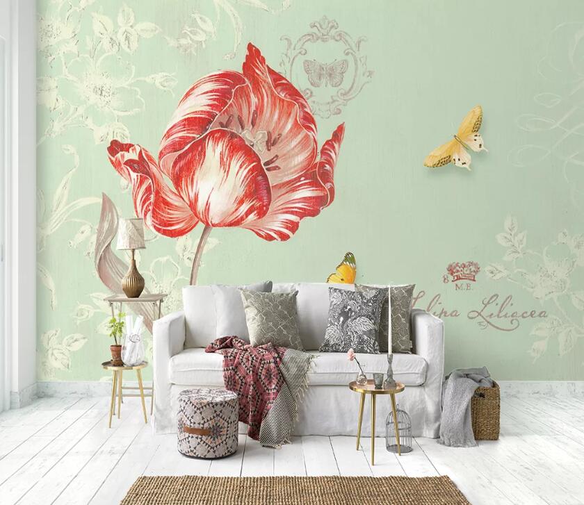 3D Red Flower WC22 Wall Murals Wallpaper AJ Wallpaper 2