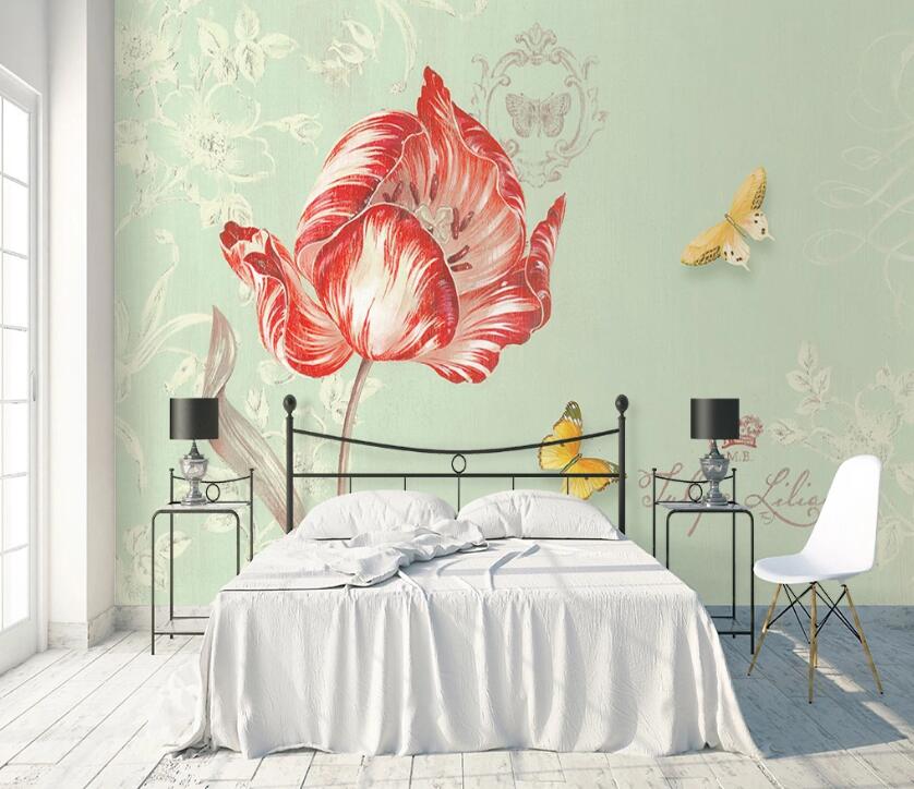 3D Red Flower WC22 Wall Murals Wallpaper AJ Wallpaper 2