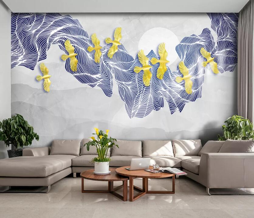 3D Golden Bird WC19 Wall Murals Wallpaper AJ Wallpaper 2