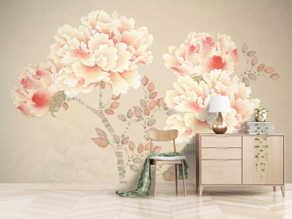 3D Pink Peony WC17 Wall Murals Wallpaper AJ Wallpaper 2