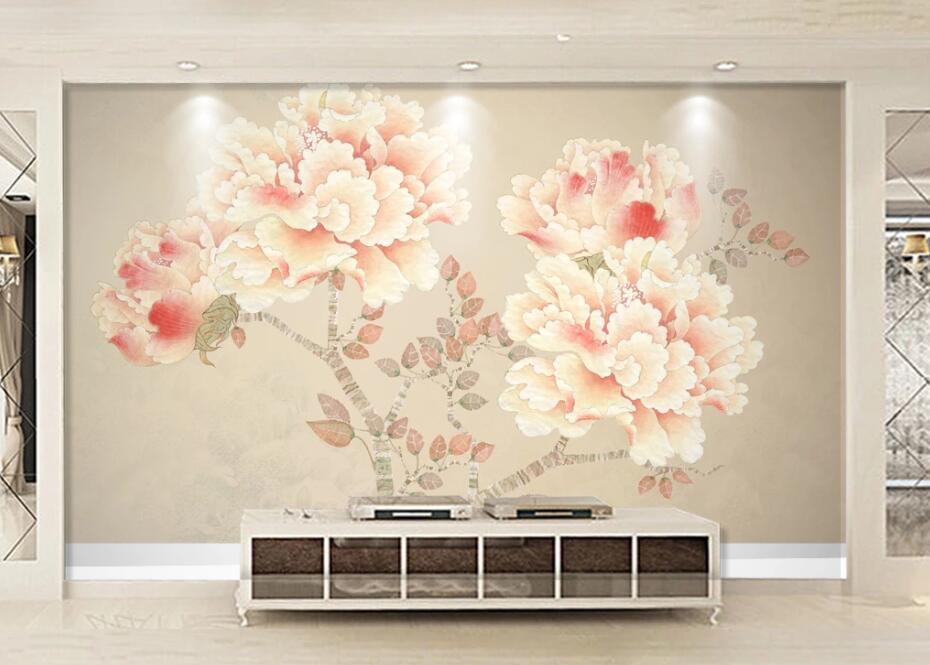 3D Pink Peony WC17 Wall Murals Wallpaper AJ Wallpaper 2