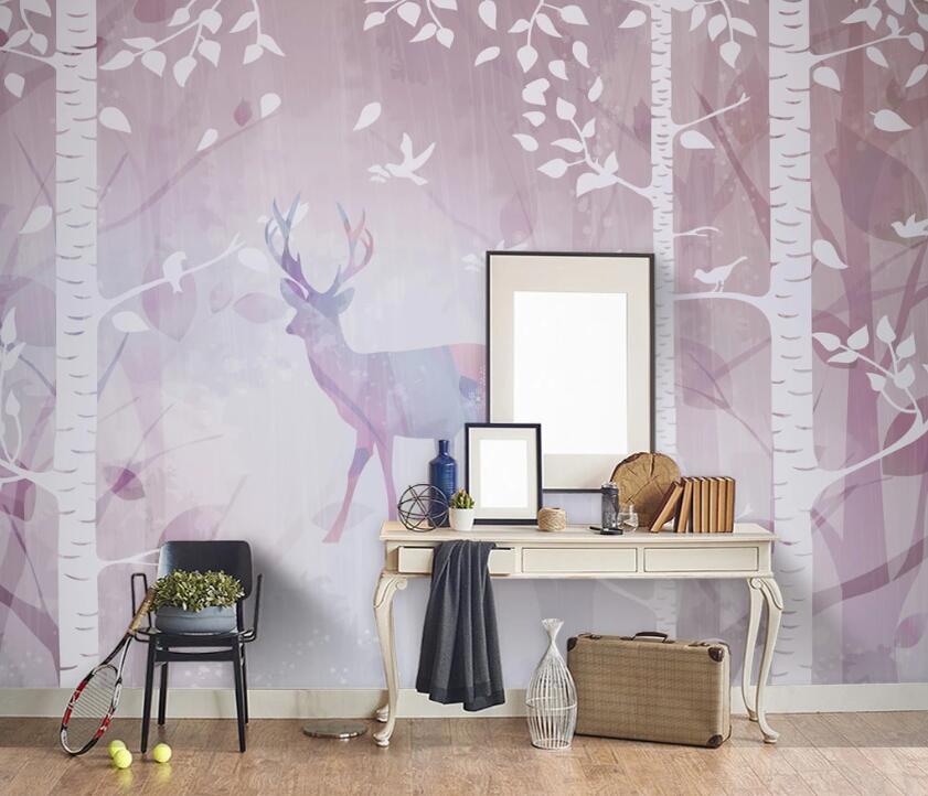 3D Purple Deer WC2127 Wall Murals