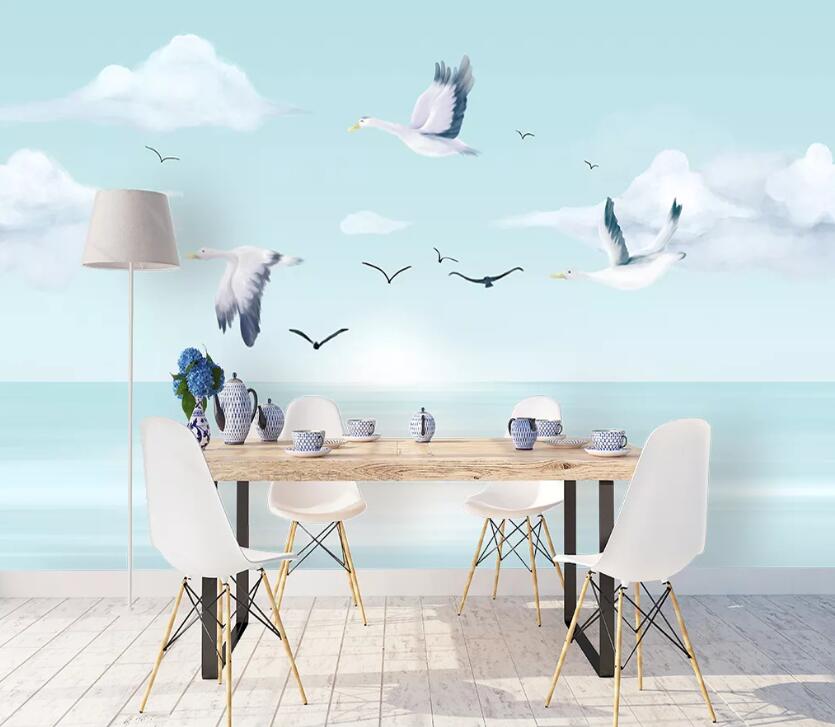 3D Sea Seagull WC2121 Wall Murals