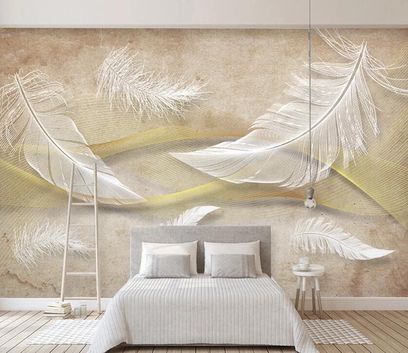 3D White Feather WC04 Wall Murals Wallpaper AJ Wallpaper 2