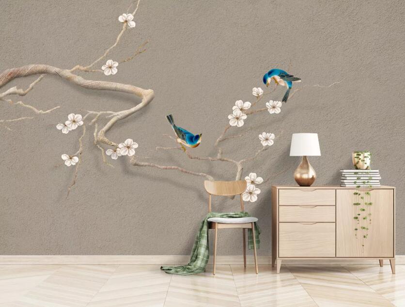 3D Blue Bird WC2117 Wall Murals