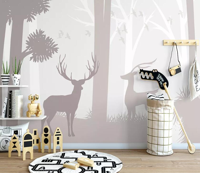 3D Little Deer Woods WC53 Wall Murals Wallpaper AJ Wallpaper 2