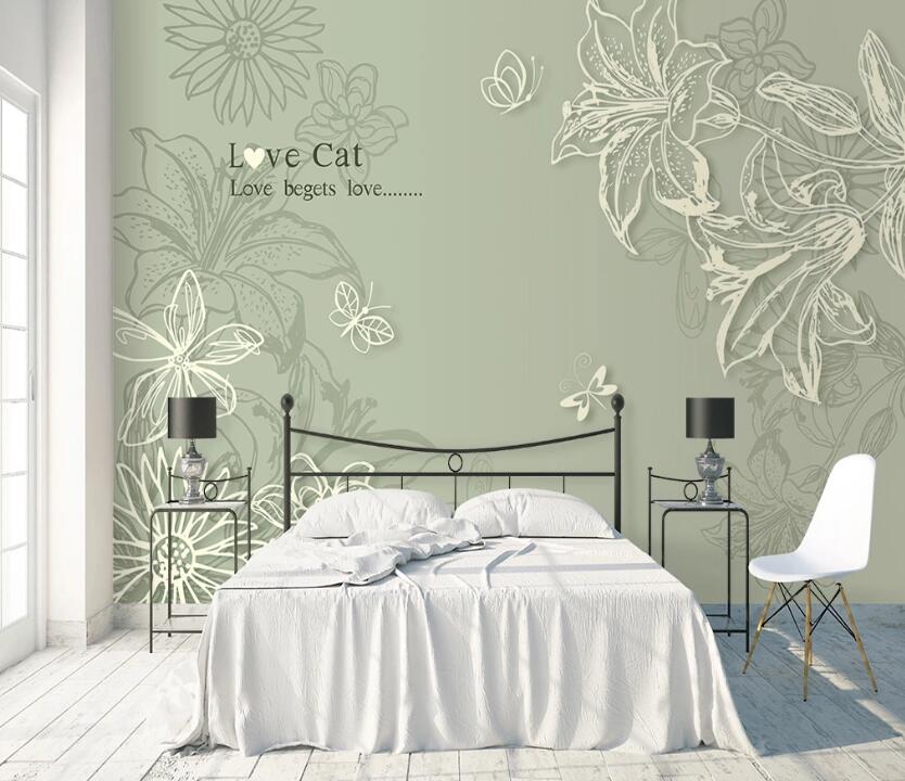 3D Flower Line WC35 Wall Murals Wallpaper AJ Wallpaper 2