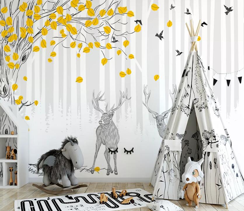 3D Fallen Leaves WC2076 Wall Murals