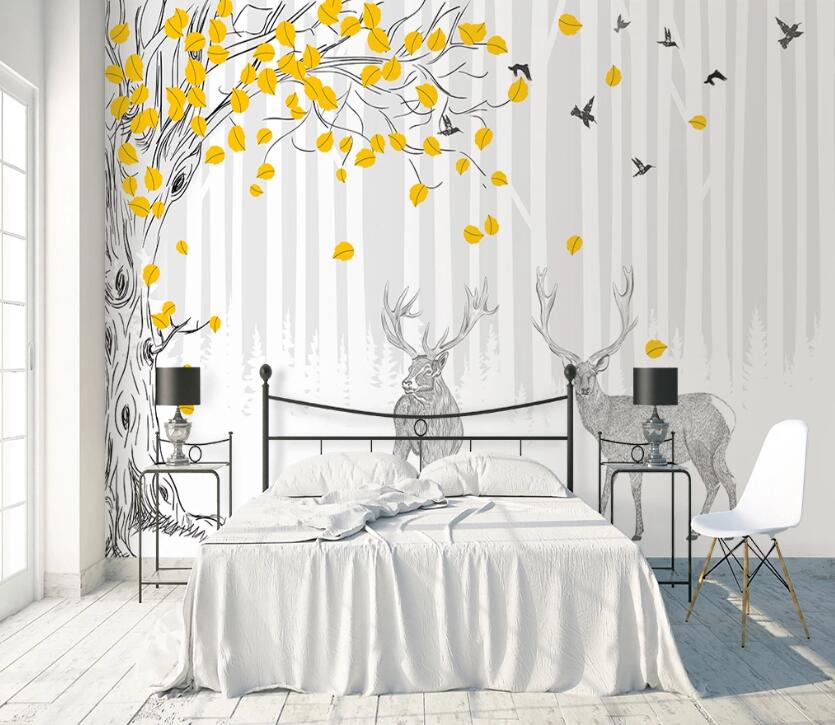 3D Fallen Leaves WC2076 Wall Murals