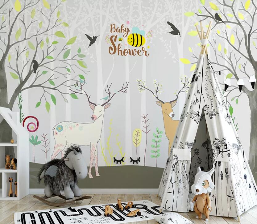 3D Forest Elk WC20 Wall Murals Wallpaper AJ Wallpaper 2