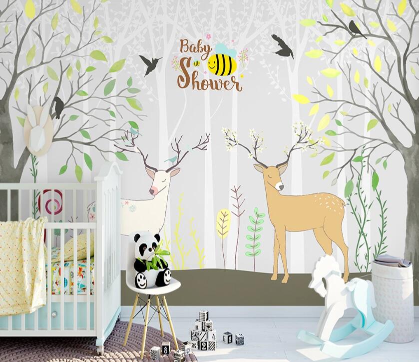3D Forest Elk WC20 Wall Murals Wallpaper AJ Wallpaper 2
