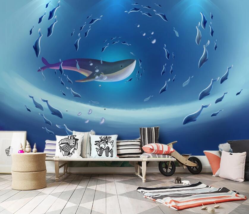 3D Cute Whale WC19 Wall Murals Wallpaper AJ Wallpaper 2