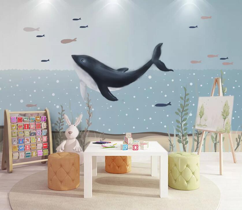 3D Cute Whale WC17 Wall Murals Wallpaper AJ Wallpaper 2