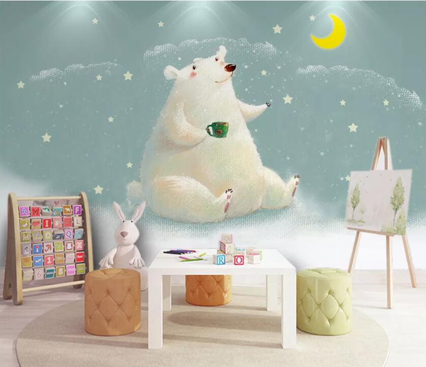 3D Moon Star Bear WC2065 Wall Murals