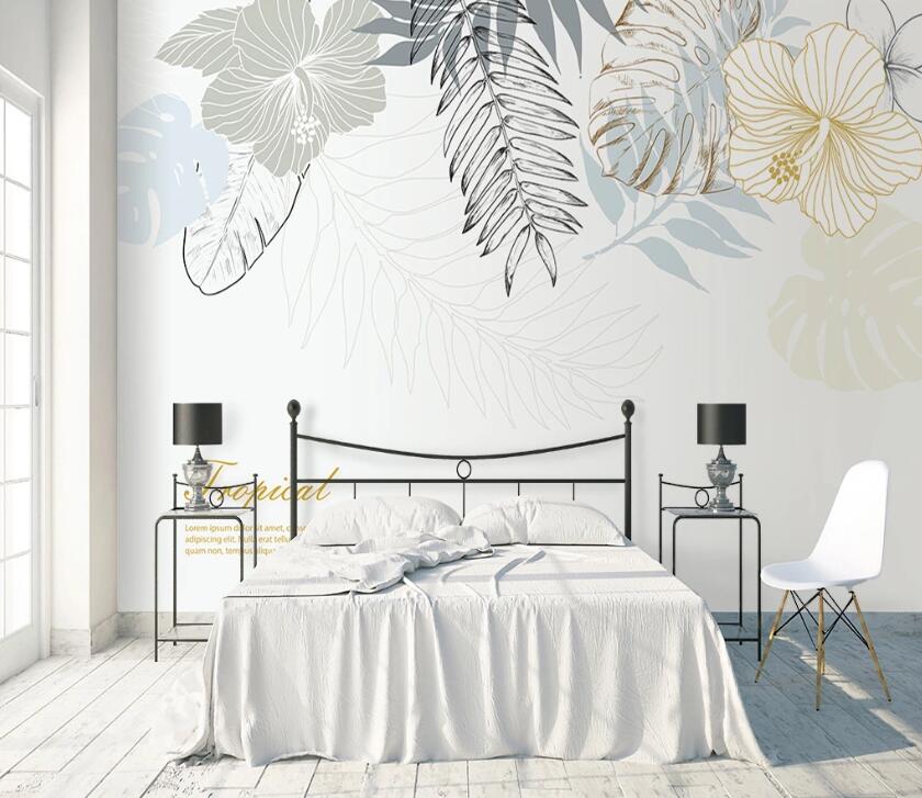 3D Flower Leaves WC05 Wall Murals Wallpaper AJ Wallpaper 2