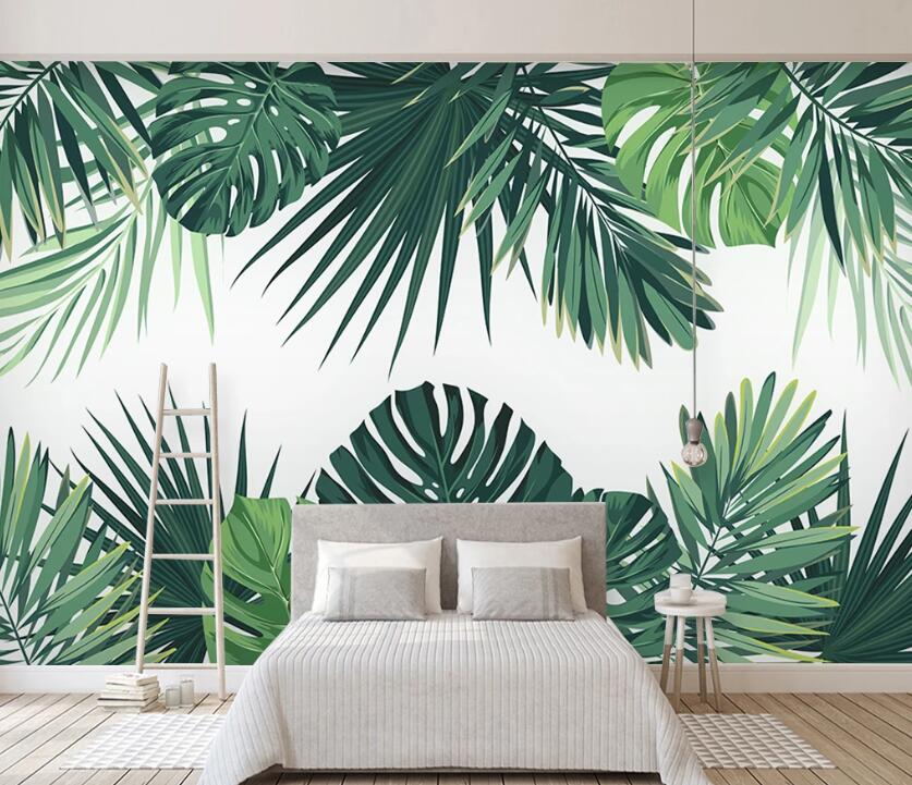 3D Green Leaf WC02 Wall Murals Wallpaper AJ Wallpaper 2