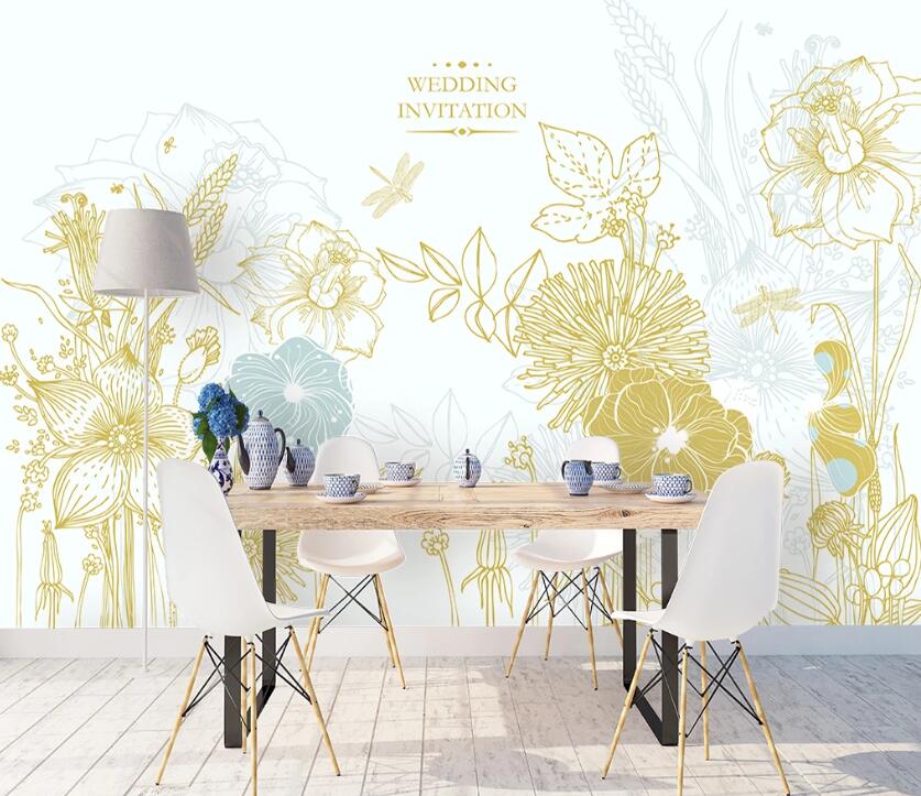 3D Flower Butterfly WC93 Wall Murals Wallpaper AJ Wallpaper 2