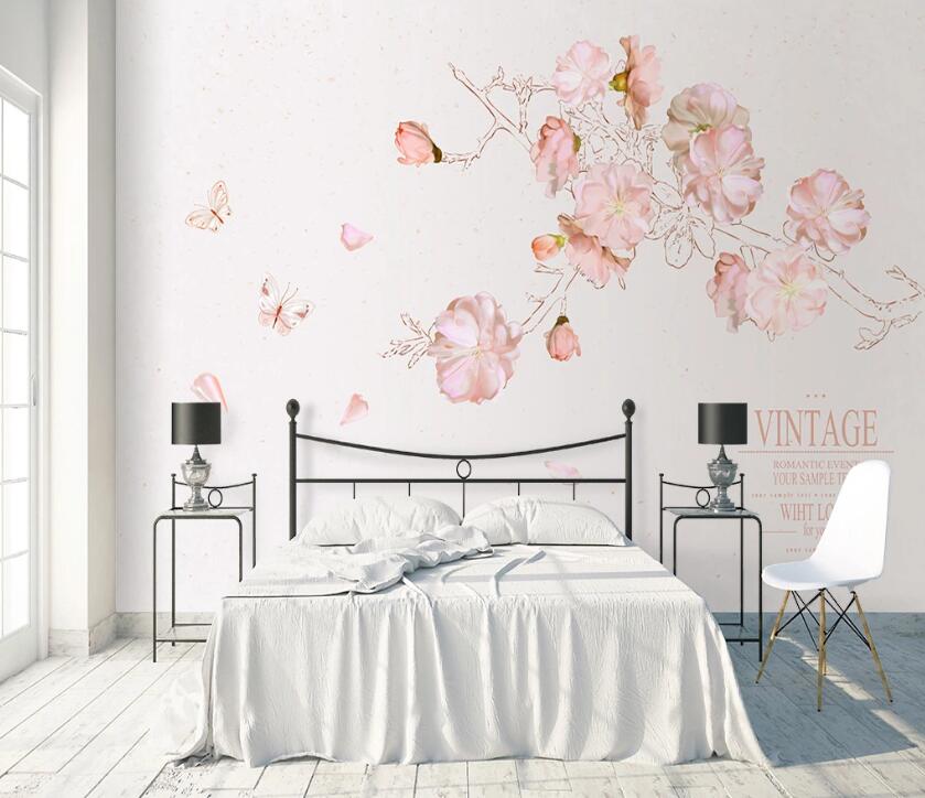 3D Flower Butterfly WC86 Wall Murals Wallpaper AJ Wallpaper 2