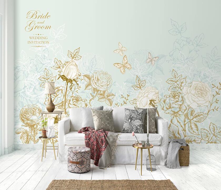 3D Flower Butterfly WC85 Wall Murals Wallpaper AJ Wallpaper 2