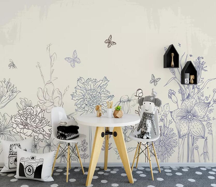 3D Butterfly Bee WC2041 Wall Murals