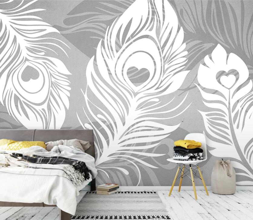 3D White Feather WC82 Wall Murals Wallpaper AJ Wallpaper 2