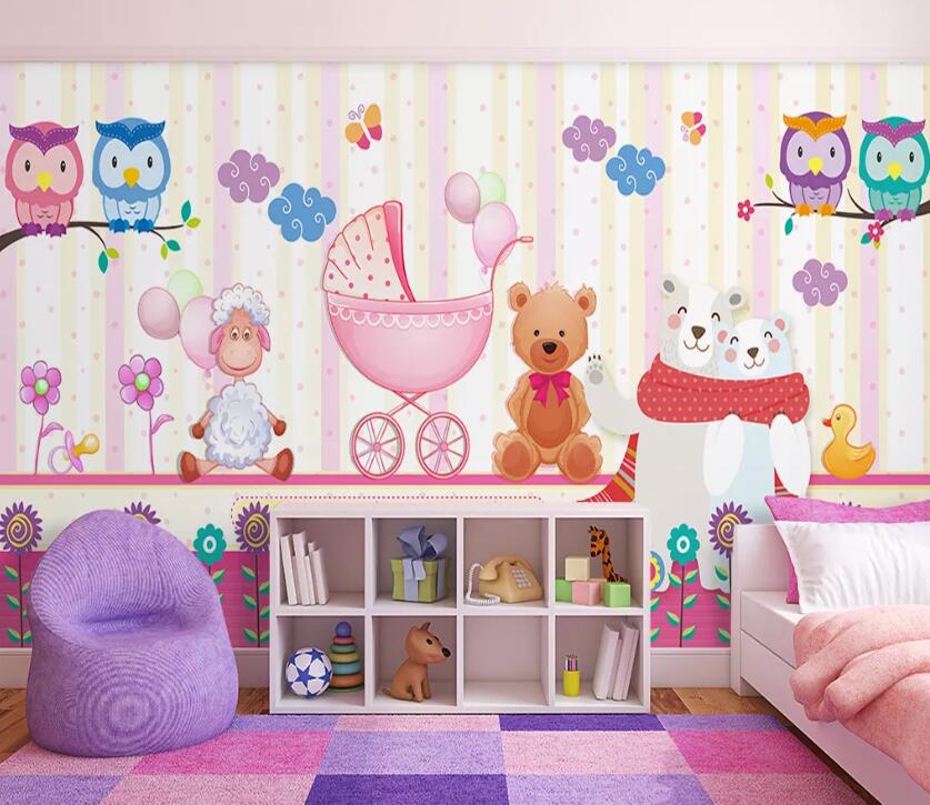 3D Bear Sheep Owl WC2023 Wall Murals