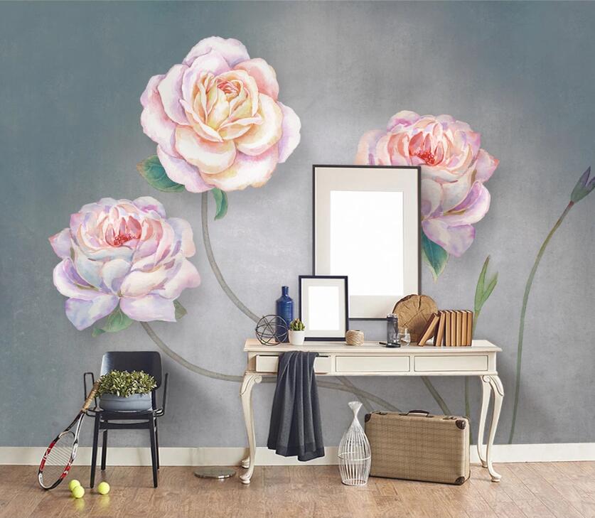 3D Pink Flowers WC53 Wall Murals Wallpaper AJ Wallpaper 2