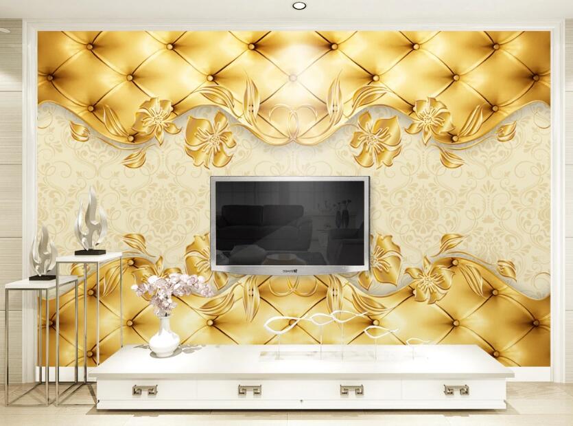 3D Golden Flower WC2671 Wall Murals