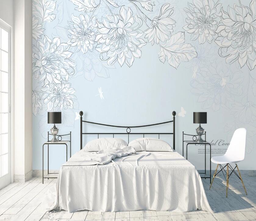 3D White Flowers WC48 Wall Murals Wallpaper AJ Wallpaper 2