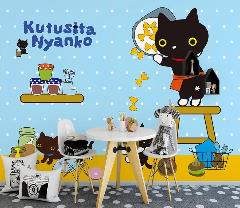 3D Black Cat WC44 Wall Murals Wallpaper AJ Wallpaper 2