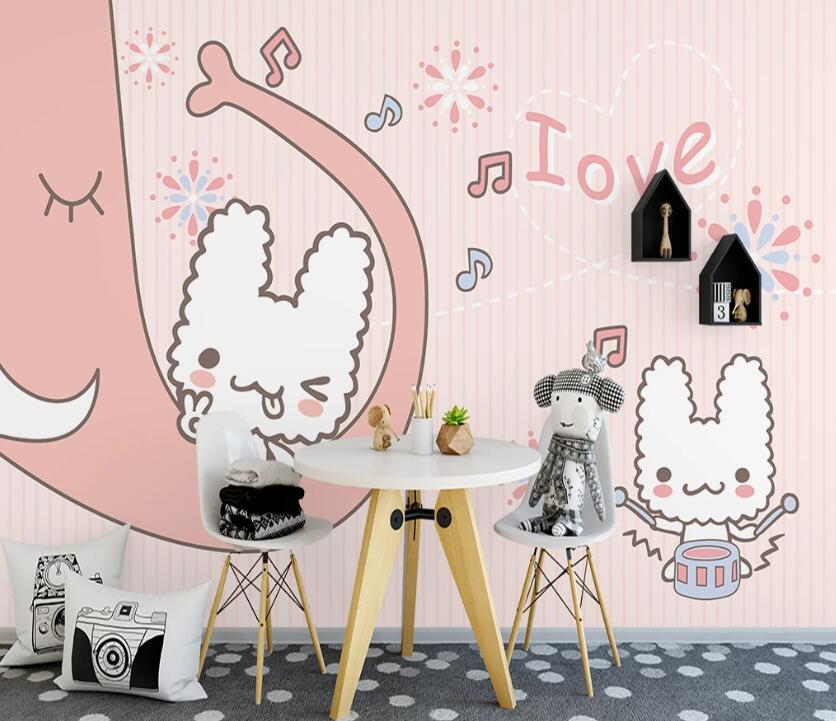 3D Elephant Bunny WC2004 Wall Murals