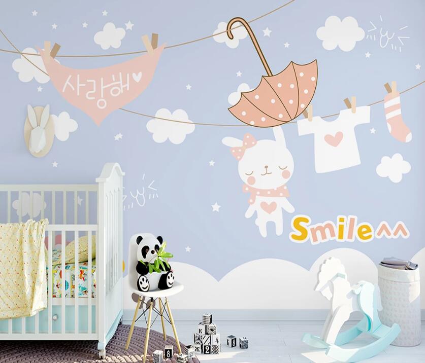 3D Rabbit Umbrella WC2001 Wall Murals