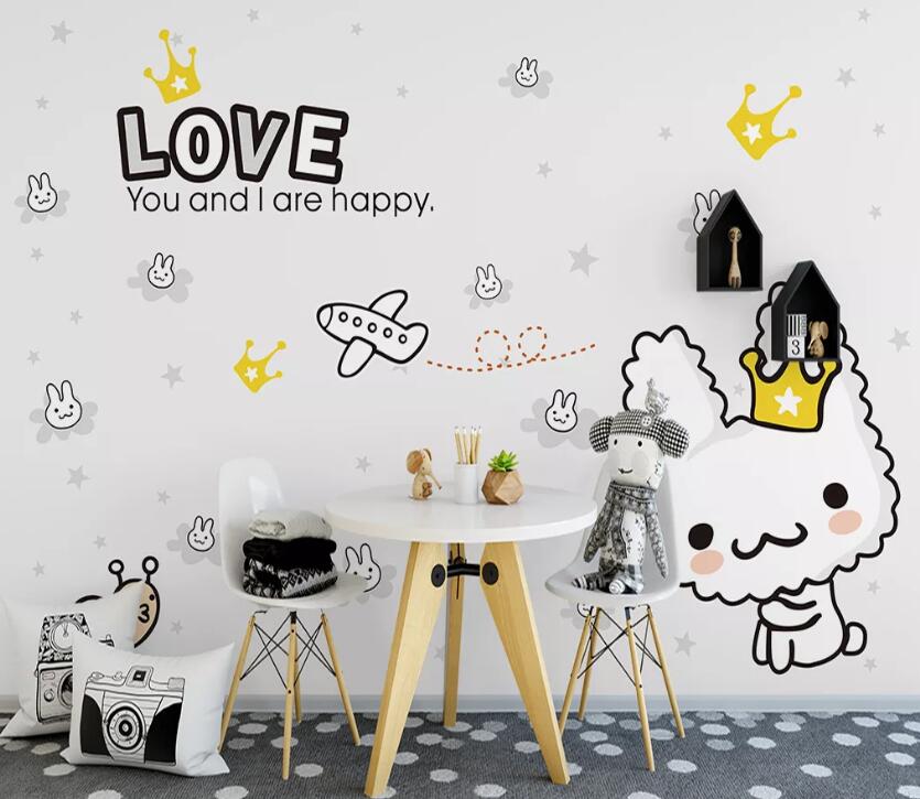 3D Rabbit Plane WC1999 Wall Murals