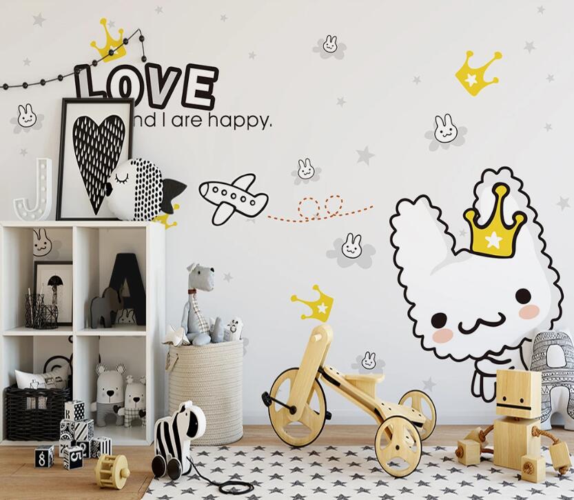 3D Rabbit Plane WC1999 Wall Murals