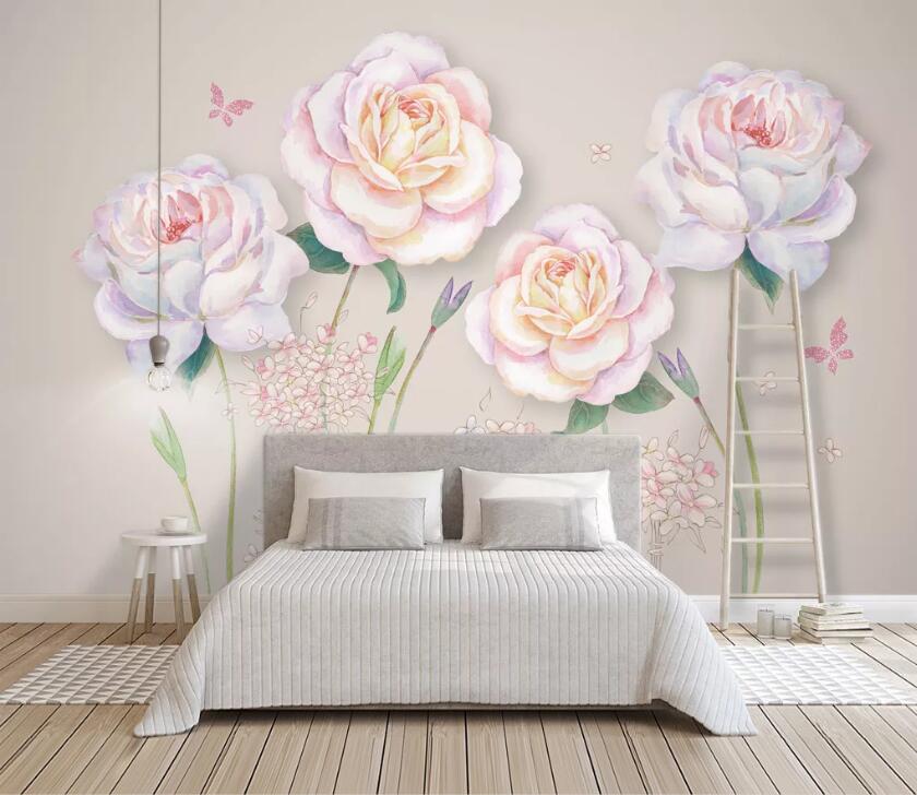 3D Colored Flowers WC36 Wall Murals Wallpaper AJ Wallpaper 2