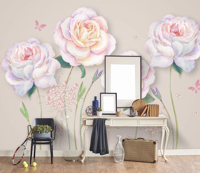 3D Colored Flowers WC36 Wall Murals Wallpaper AJ Wallpaper 2