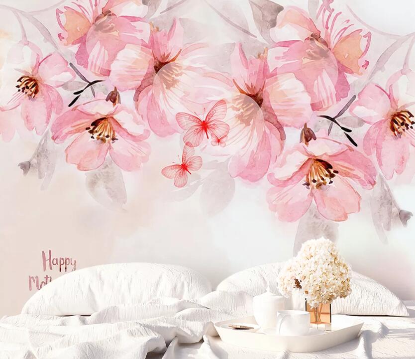 3D Pink Flowers WC05 Wall Murals Wallpaper AJ Wallpaper 2