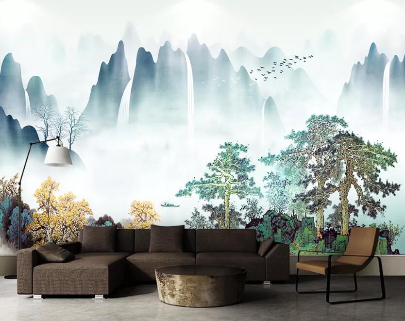 3D Misty Valley WC01 Wall Murals Wallpaper AJ Wallpaper 2