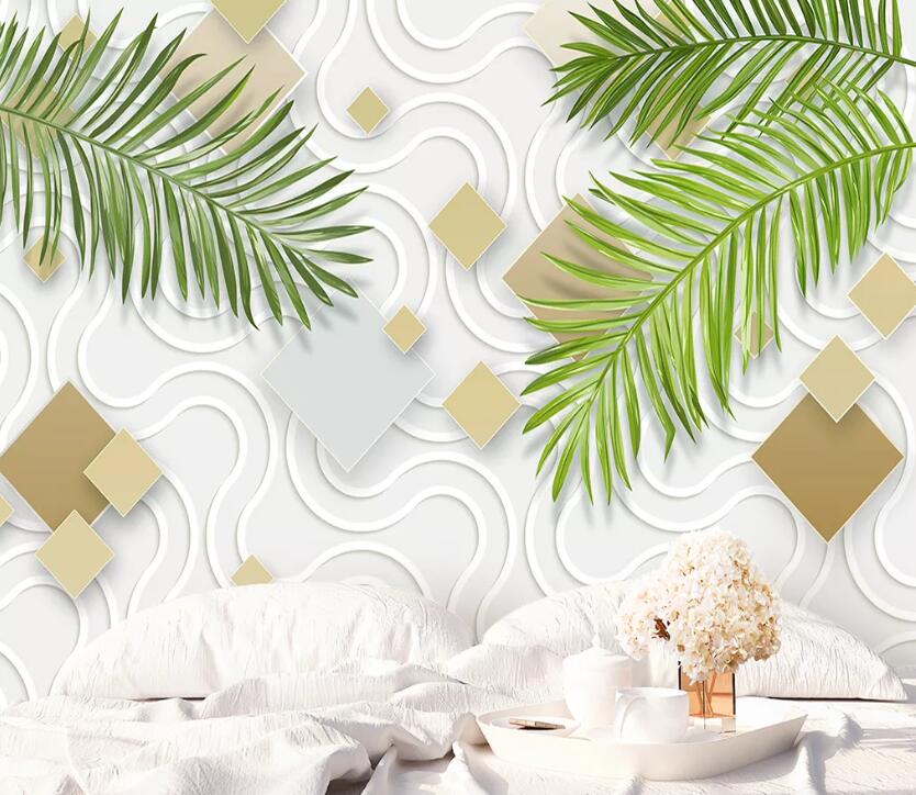 3D Green Leaf WC99 Wall Murals Wallpaper AJ Wallpaper 2