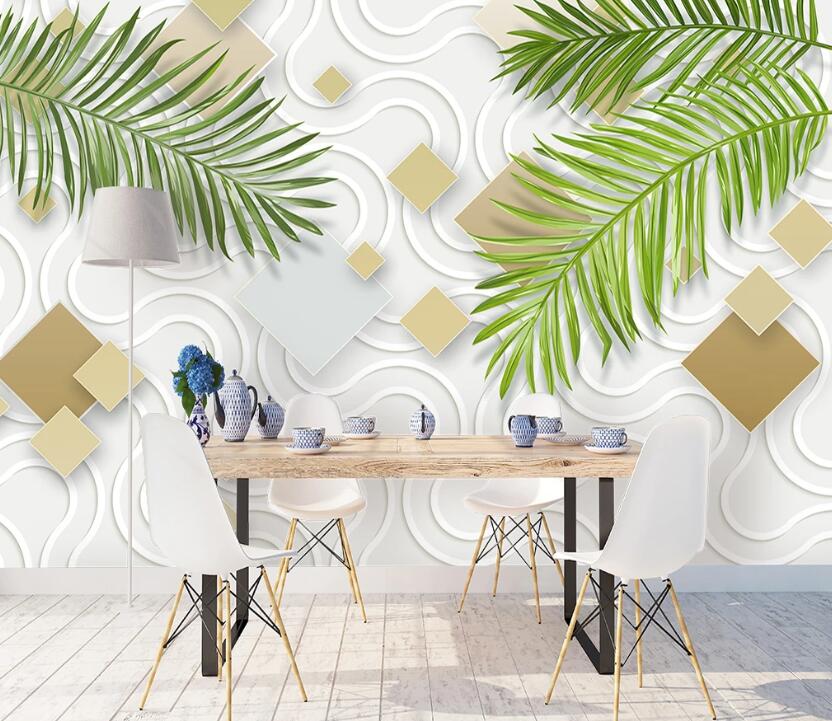 3D Green Leaf WC99 Wall Murals Wallpaper AJ Wallpaper 2