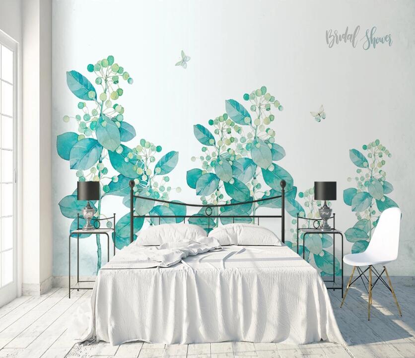 3D Green Leaf WC89 Wall Murals Wallpaper AJ Wallpaper 2