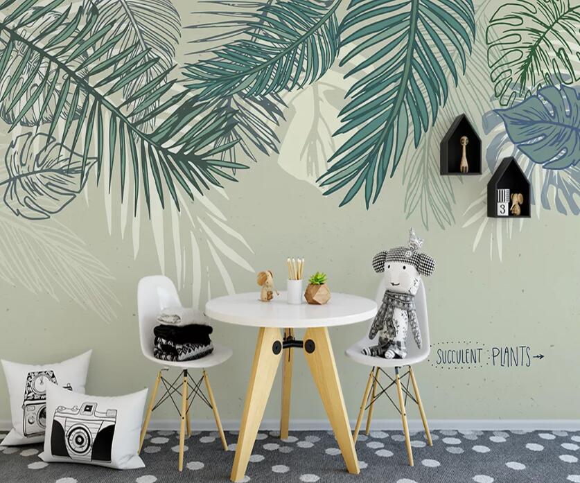 3D Green Leaf WC88 Wall Murals Wallpaper AJ Wallpaper 2