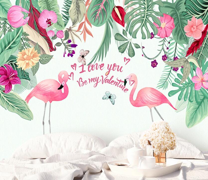 3D Flower Flamingo WC1940 Wall Murals