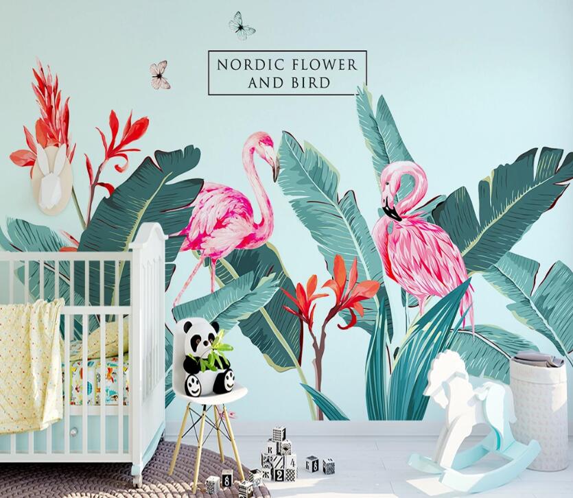 3D Pink Flamingo WC61 Wall Murals Wallpaper AJ Wallpaper 2