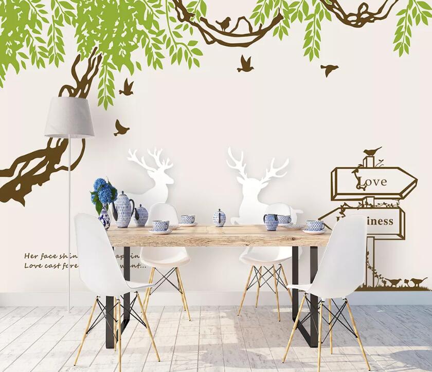 3D Willow Deer WC1933 Wall Murals