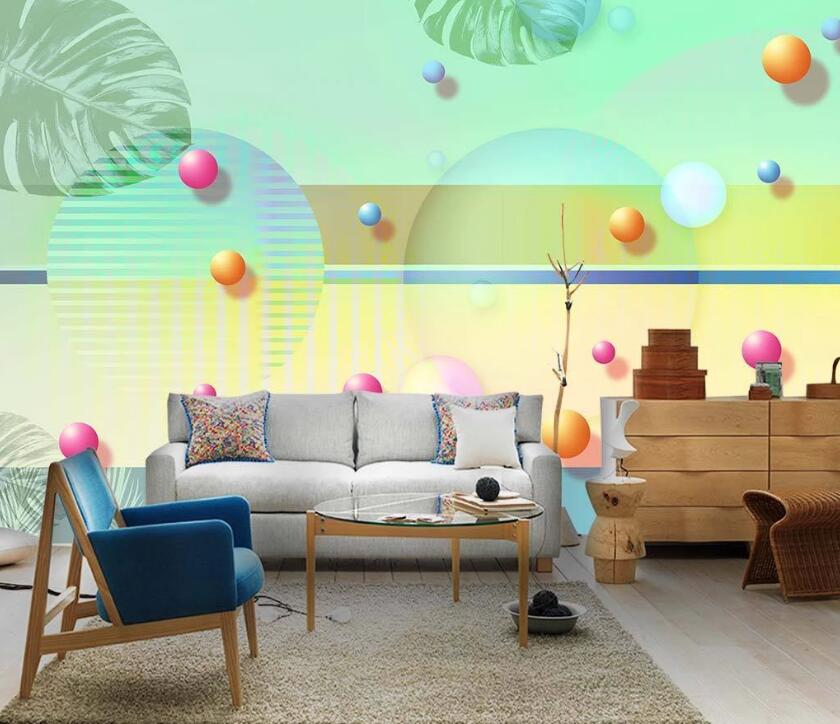 3D Green Leaf Ball WC49 Wall Murals Wallpaper AJ Wallpaper 2