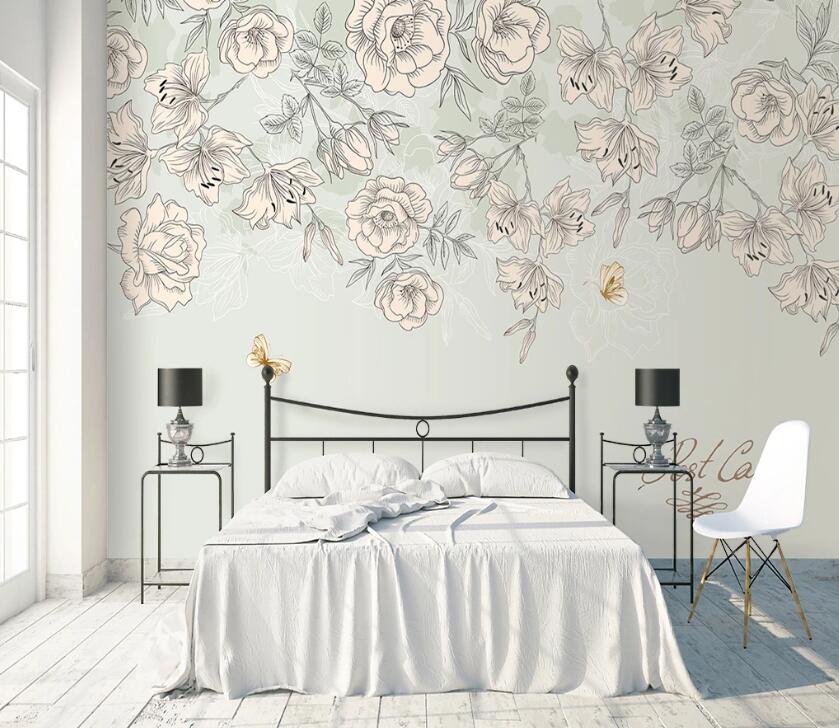 3D Flower Butterfly WC06 Wall Murals Wallpaper AJ Wallpaper 2