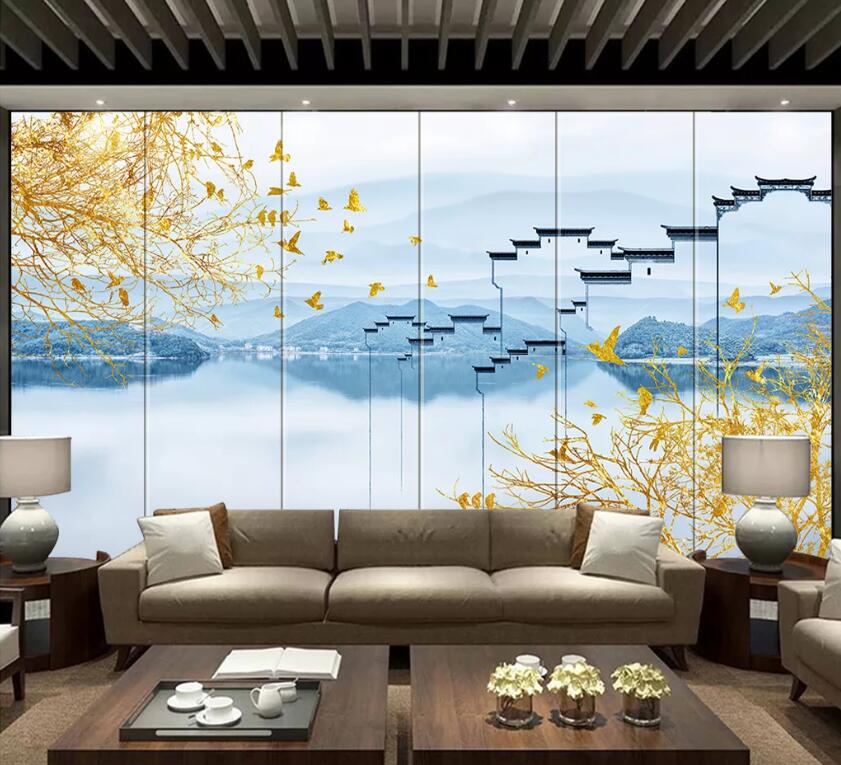 3D Golden Twig WC50 Wall Murals Wallpaper AJ Wallpaper 2